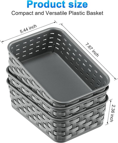 3 Pack Small Plastic Basket, Storage Bin Baskets - Image 3