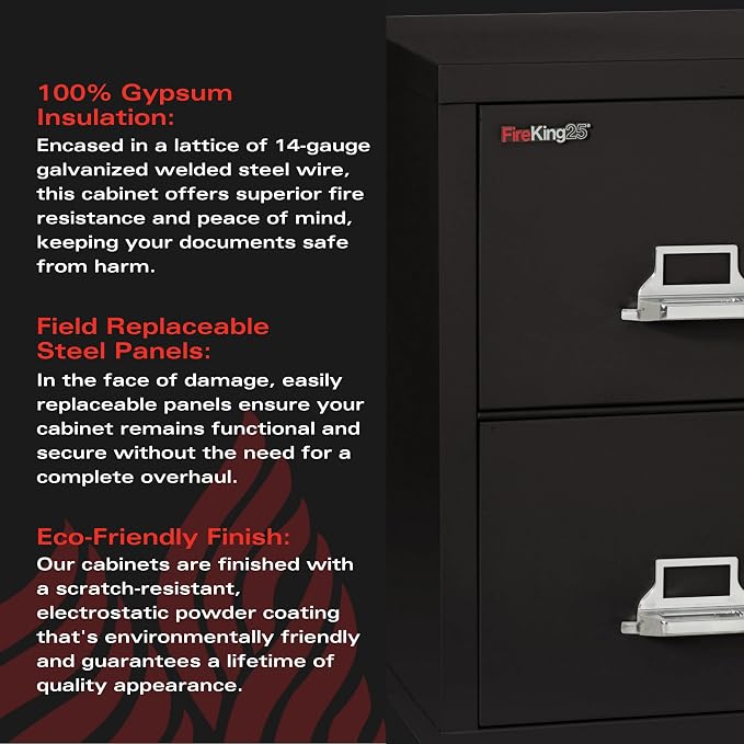 FireKing Vertical 2 Drawer Letter Fire Safe File Cabinet - Image 6
