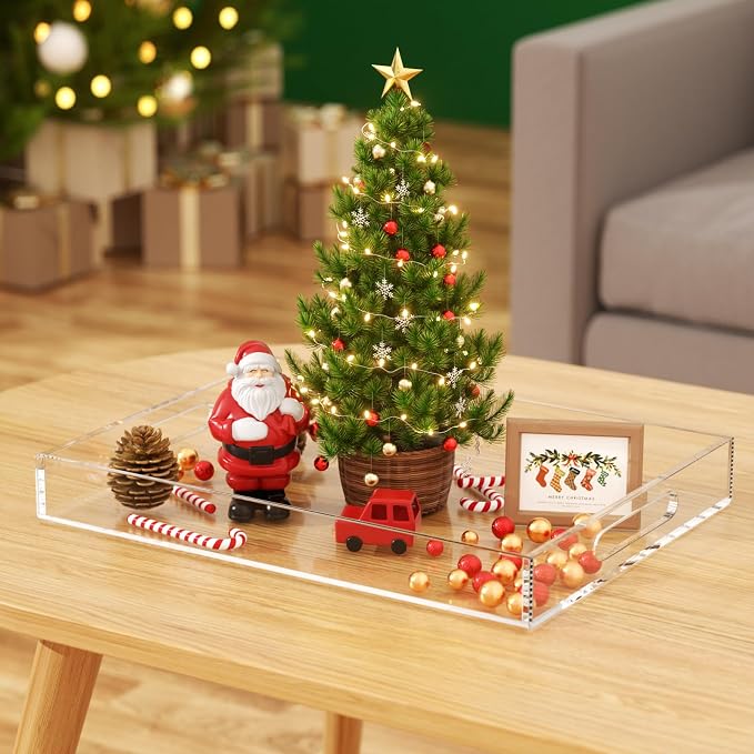 NIUBEE Clear Serving Tray 12x16 Inches -Spill Proof- Acrylic Decorative Tray - Image 5
