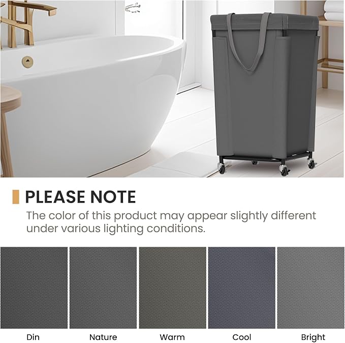 Laundry Basket with Wheels, Large Laundry Hamper with Removable Bag and Steel - Image 6