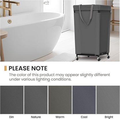 Laundry Basket with Wheels, Large Laundry Hamper with Removable Bag and Steel - Image 6