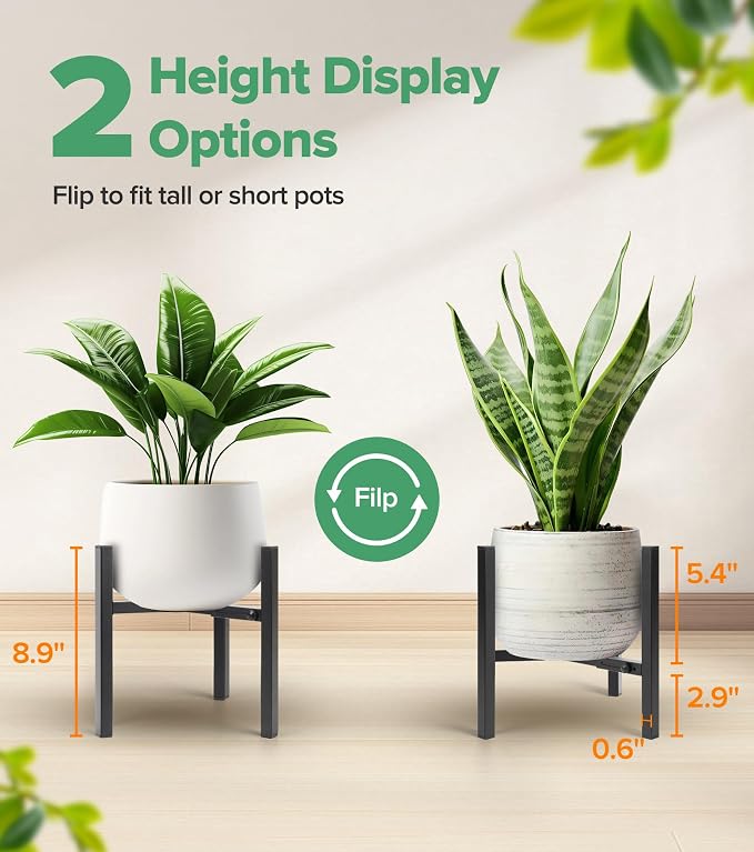 2 Pack Plant Stand Indoor Adjustable, Metal Modern Indoor Plant Stand, Heavy - Image 2