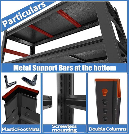 PRESTELION 63" H Metal Shelving 5 Tier Garage Shelving Unit 3500LBS Adjustable - Image 6
