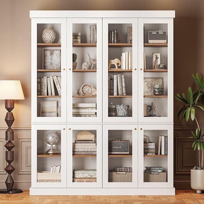 ivaniti 70.8" Bookshelf with Glass Doors, Farmhouse Modular Bookcase with by CraftedforLifesMoments
