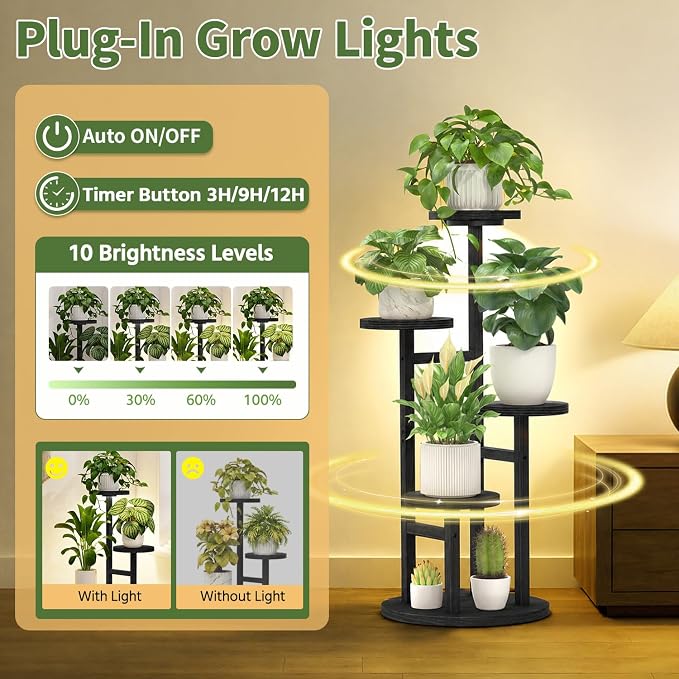 ASZOLA 4 Tiered Wood Plant Stand Indoor Corner - Image 5