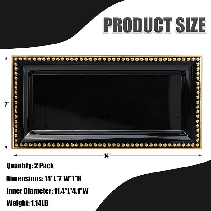 2 Pack Black Bathroom Vanity Tray - Image 5