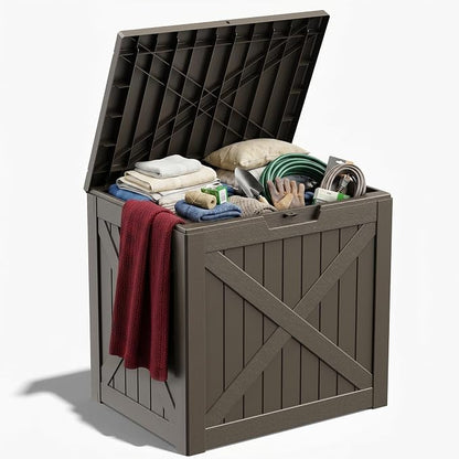 ROJIK 33 Gallon Resin Deck Box, Lockable Waterproof Weatherproof Outdoor by ROJIK
