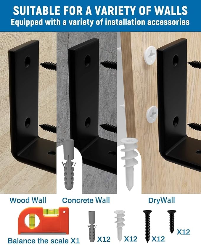 LEOPO 10 inch Shelf Brackets 6-Pack, 1/5 inch Thick Heavy Duty Industrial - Image 6