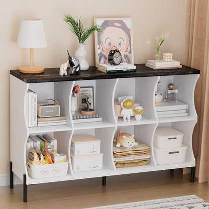 8 Cube Storage Shelf Organizer, Low Book Shelf Bookcase Entryway Table by QieerHior