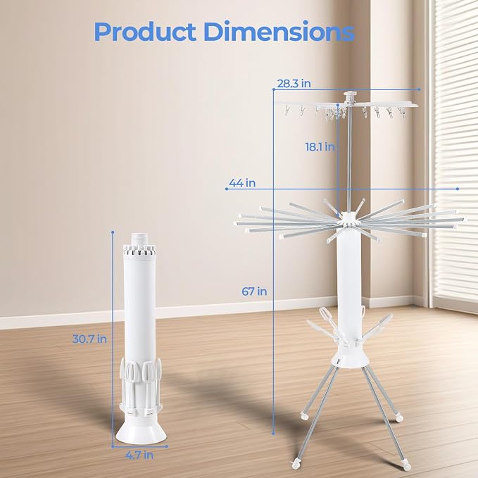 Dollate 3 Tier Portable Clothes Drying Rackwith 4 Pulleys, Indoor and Outdoor - Image 7