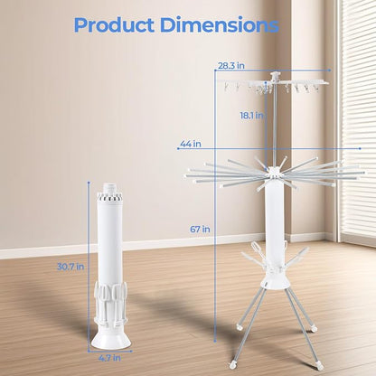 Dollate 3 Tier Portable Clothes Drying Rackwith 4 Pulleys, Indoor and Outdoor - Image 7