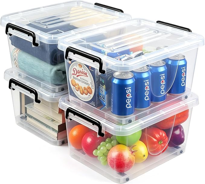 NUMIFUN 15QT Storage Bins with lids, Stackable Space Saver by NUMIFUN
