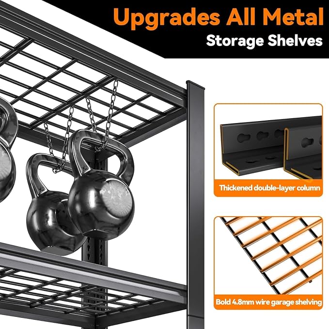 2Pack 72" H X 36" W X 16" D Heavy Duty Garage Shelving Unit 5 Tier 3500 LBS - Image 6