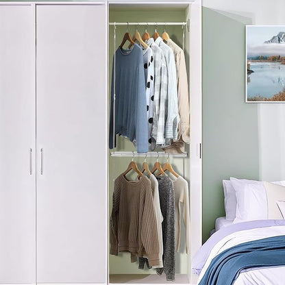 STORAGE MANIAC Hanging Closet Rod, Adjustable Width and Height Closet Hanging - Image 6