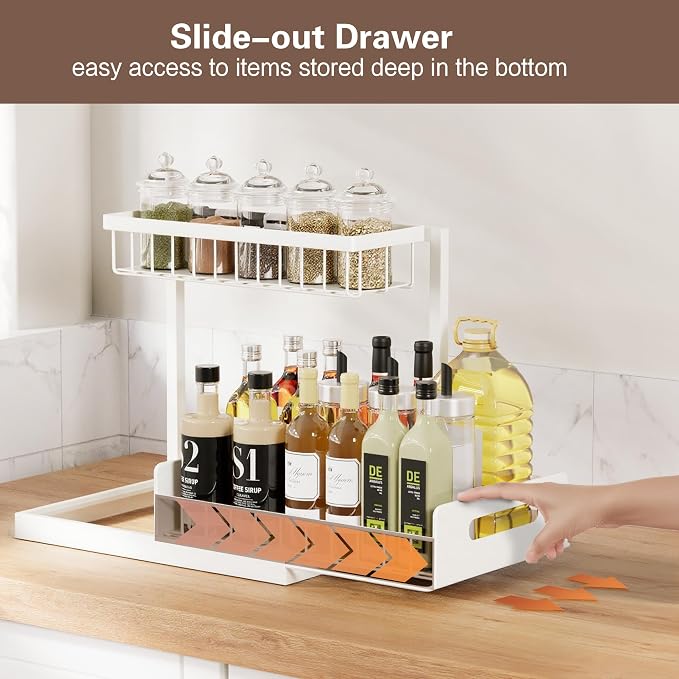VUSIGN 2 Tier Under Sink Organizer and Storage, Slide Out Pull Out Cabinet - Image 4