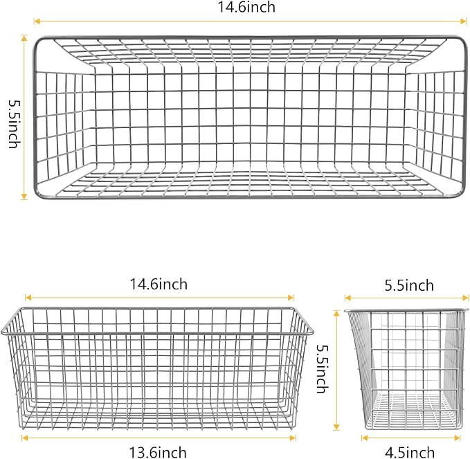2 Sets Grey Extra Large Hanging Wall Basket - Image 2