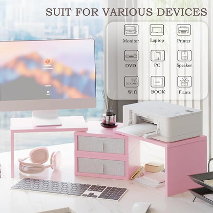 TEAMIX Pink Dual Monitor Stand Riser - Image 2