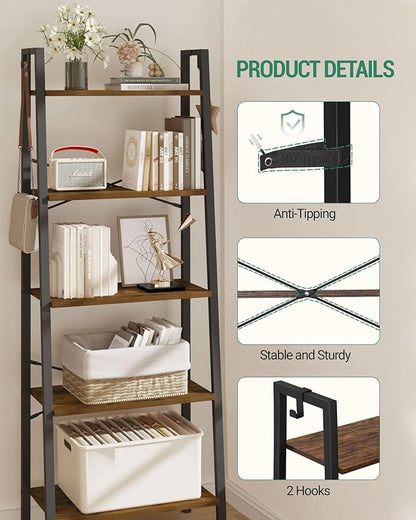 Hzuaneri Ladder Shelf, Freestanding Corner Storage Shelf | Bookcase - Image 3