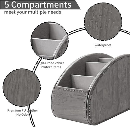 Remote Control Holder, Leather 5 Rooms Desk Organizer and Decorations - Image 2