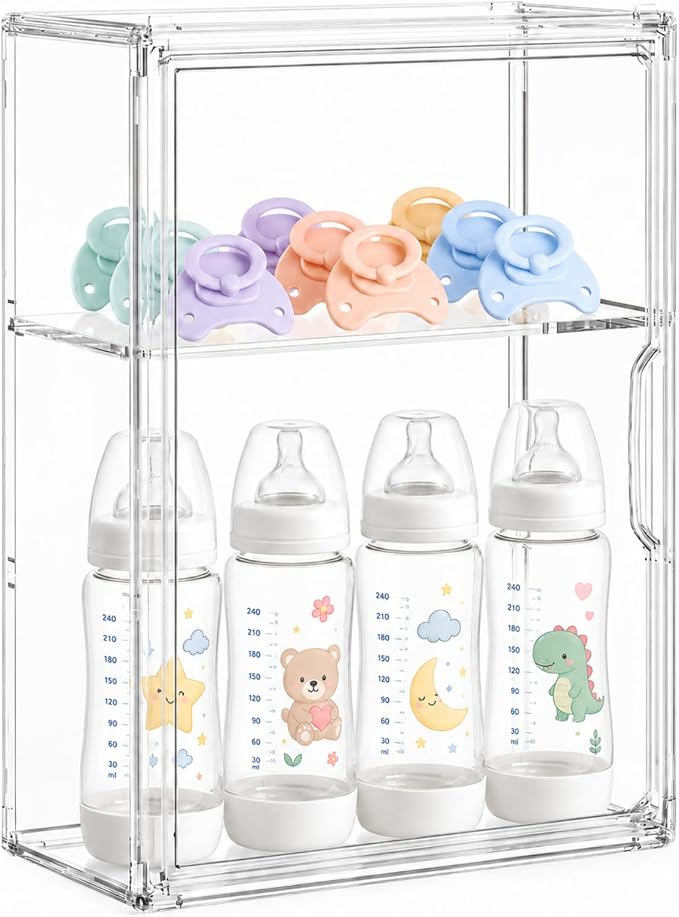 Baby Bottle Storage Organizer for Countertop, Medium Clear Bottle Organizer by Providinglifelongserviceforyourbetterlife