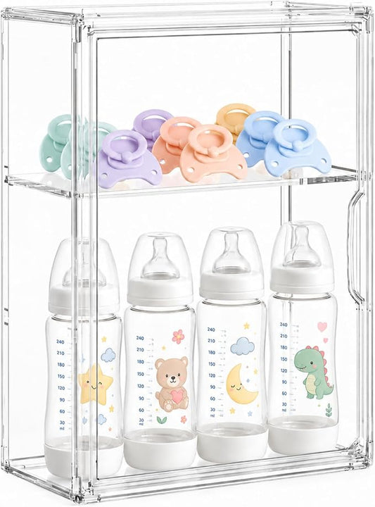Baby Bottle Storage Organizer for Countertop, Medium Clear Bottle Organizer by Providinglifelongserviceforyourbetterlife