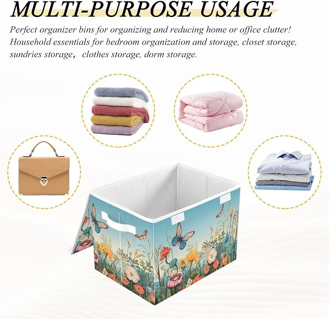 Colorful Flower Pattern Storage Bins - Image 7