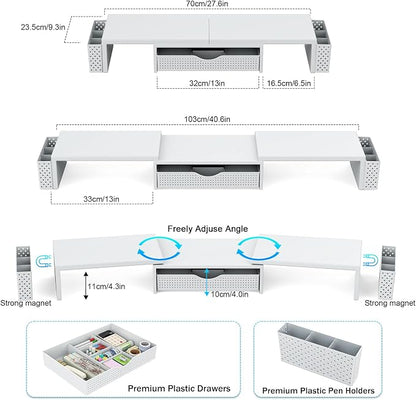 Spacrea Metal Desk Organizers and Accessories, Dual Monitor Stand Riser - Image 5