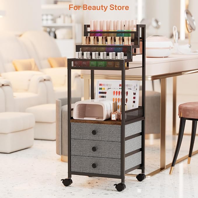 Display Riser Stand Perfume Cologne Organizer, 13in Rolling Makeup Storage Cart - Image 7