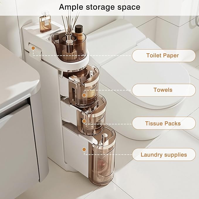 VECELO 3-Tier Slim Bathroom Storage Cabinet - Image 5