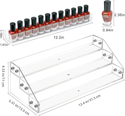 BTremary 3 Packs Clear Nail Polish Organizer Holder Shelf Rack, Acrylic Display - Image 4