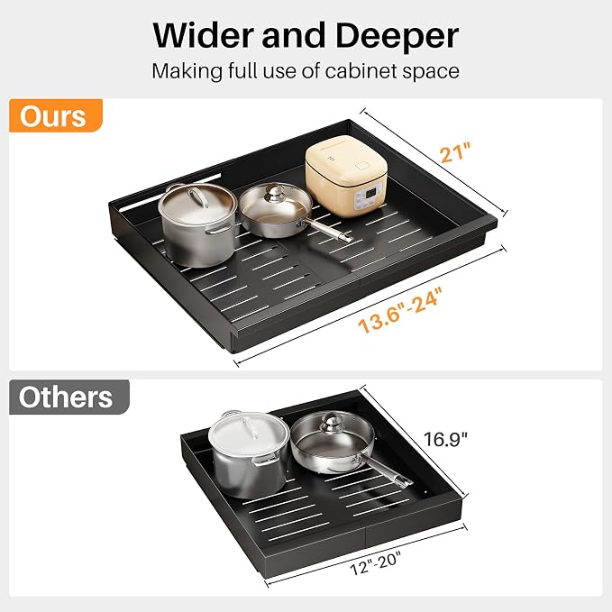 Pull out Cabinet Organizer, Adjustable Full-Extension Adhesive Roll out Shelves - Image 2