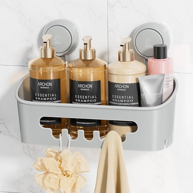 LEVERLOC Shower Caddy Suction Cup, Shower Organizer Removable Bathroom Shelf by LEVERLOC