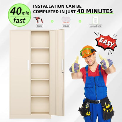 INTERGREAT Tall Metal Storage Cabinet, Utility Cabinets - Image 8