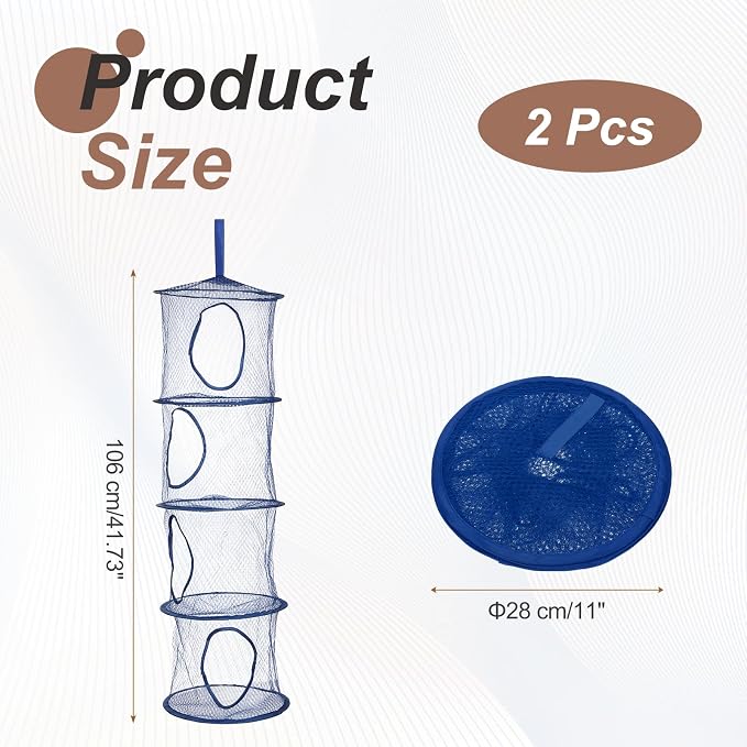 uxcell 2Pcs Mesh Hanging Storage Basket, Dark Blue - Image 2