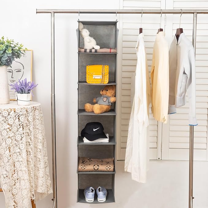 BrilliantJo 6 Shelves Hanging Closet Organizer, 2 Pack Hanging Storage - Image 5