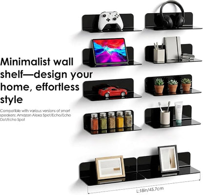 OAPRIRE Acrylic Floating Wall Shelves Set of 2, Damage-Free Expand Wall Space - Image 7