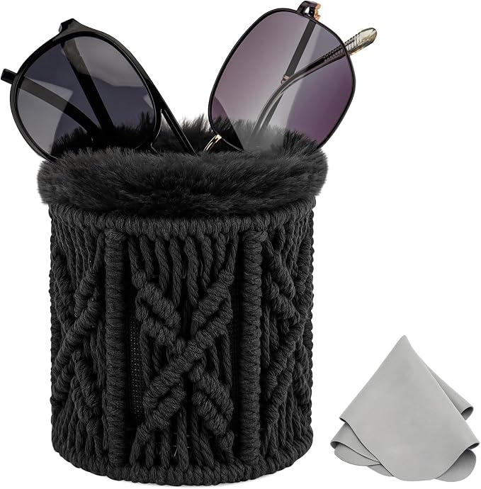 RayLove Glasses Holder for Nightstand, Boho Decor Eyeglass Case, Plush Lined by RAYLOVE