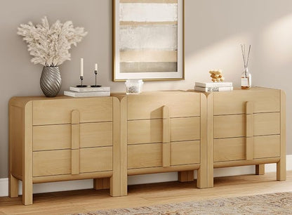 WAMPAT 3 in 1 9 Drawer Dresser for Bedroom, 94.5" Wide Mid Century Modern Wide by WAMPAT