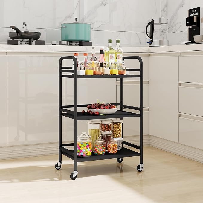 HDANI 3 Tier Rolling Cart Shelves, Heavy Duty Multifunctional Metal - Image 7