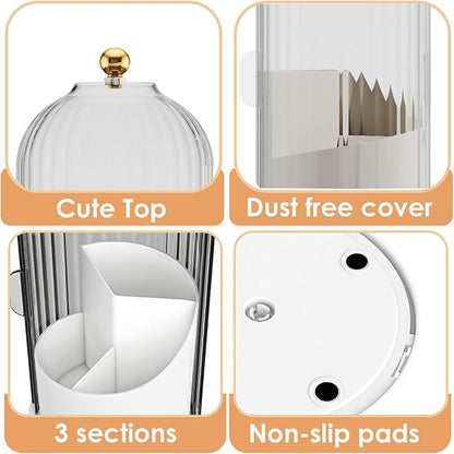Makeup Brush Holder with Lid 360 Rotating Clear Dustproof Make Up Organizers - Image 5