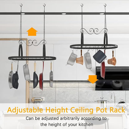33" Pots and Pans Hanging Rack, Heavy-duty Metal Pan Rack Hanger Organizer - Image 5