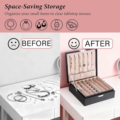 BEWISHOME Jewelry Box Organizer, 2-Layer Necklace Organizer Box, Modern Style - Image 4