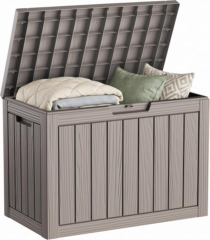 DRATO 50 Gallon Outdoor Storage Box Waterproof, Lockable Resin Deck Box by DRATOprovidesawarmandcozy