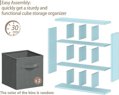 furtble Bookshelf with Storage Bin, 12-Cube Storage Organizer, Modern Wood Open - Image 5