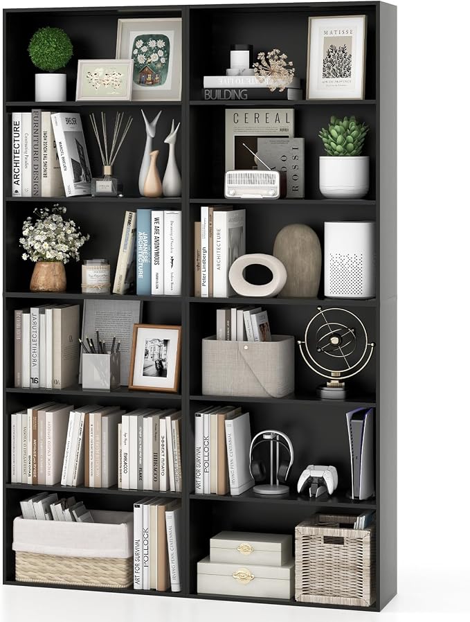 Giantex 6-Tier Bookcases Set of 2, Freestanding Storage Organizer w/Open Shelves by Giantex