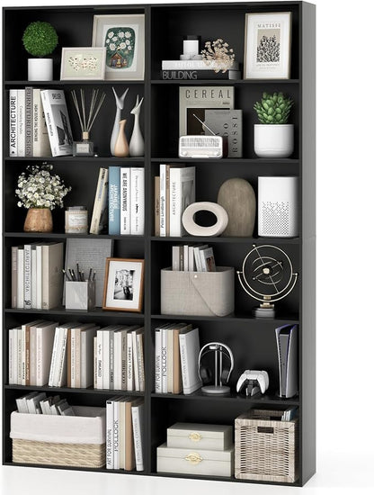 Giantex 6-Tier Bookcases Set of 2, Freestanding Storage Organizer w/Open Shelves by Giantex