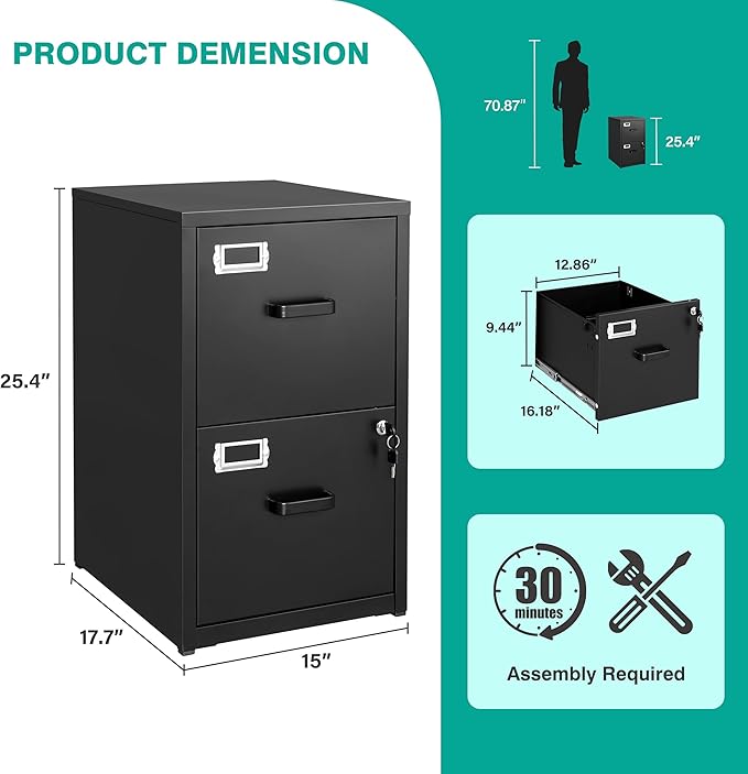 SISESOL 2 Drawer File Cabinet - Image 3