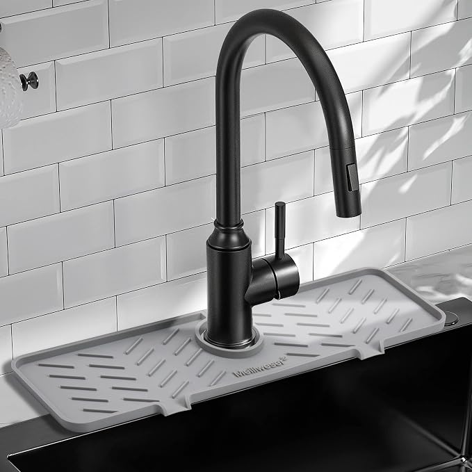 Meiliweser Silicone Faucet Mat for Kitchen Sink – Gen 2 Splash Guard by Meiliweser
