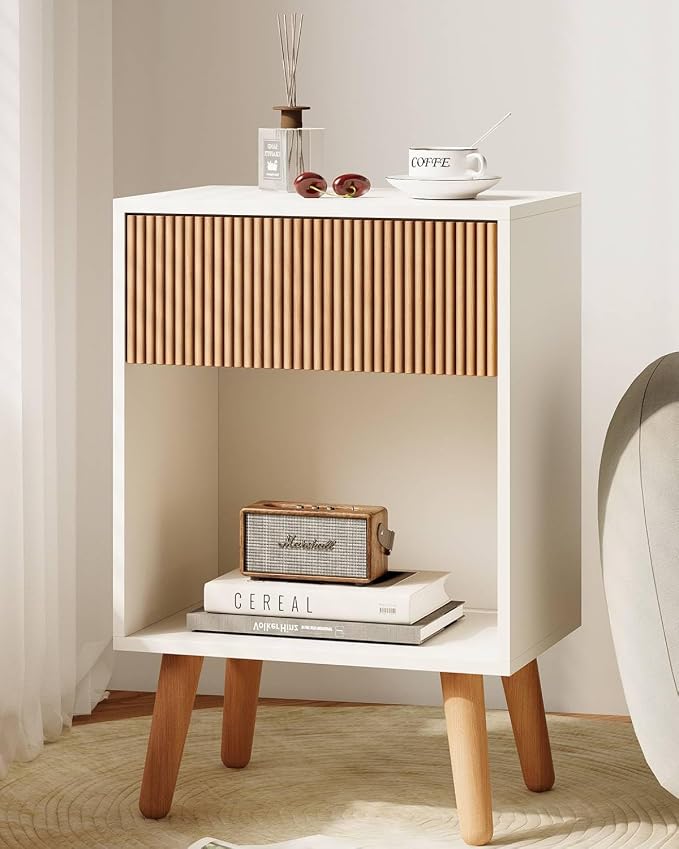 Fluted Nightstand, Modern Bedside Table by INNODToddlerTower