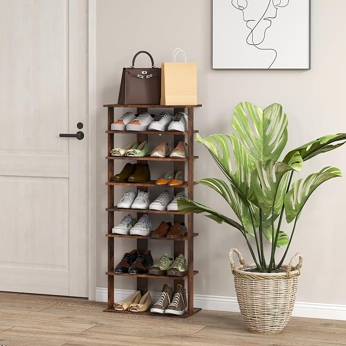 Tangkula 8-Tier Vertical Shoe Rack, Space-Saving Corner Shoe Organizer - Image 3
